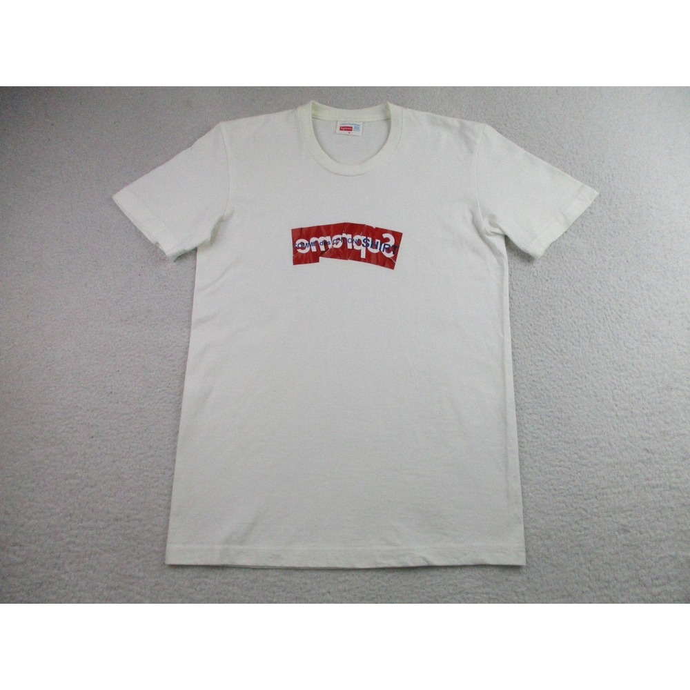 Supreme Comme des Garcons Shirt Mens Small White Box Logo Tee Collaboration Rare